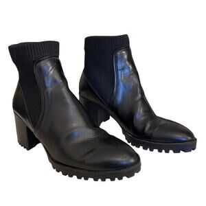 Zara Black Chunky Heel Ankle Booties